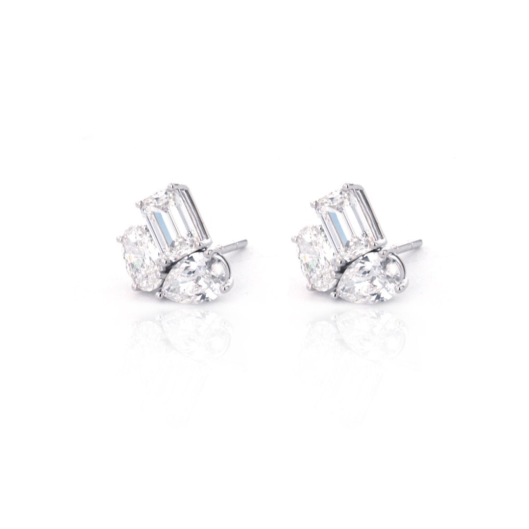 3.27 ctw Diamond Cluster Earrings