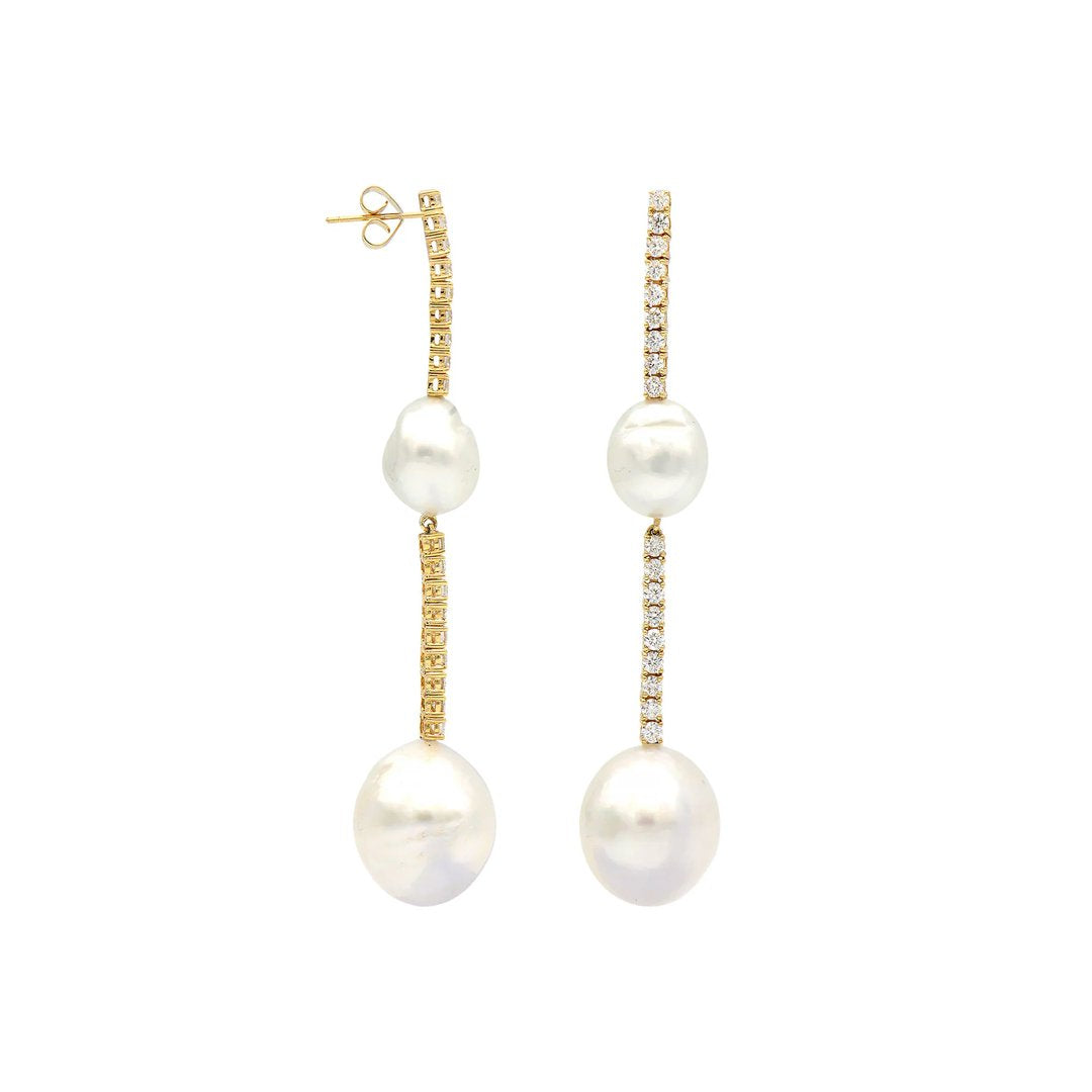 Pearl & Diamond Drop Earrings