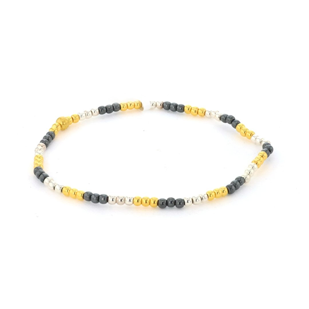 24K & Silver Bead Strech Bracelet