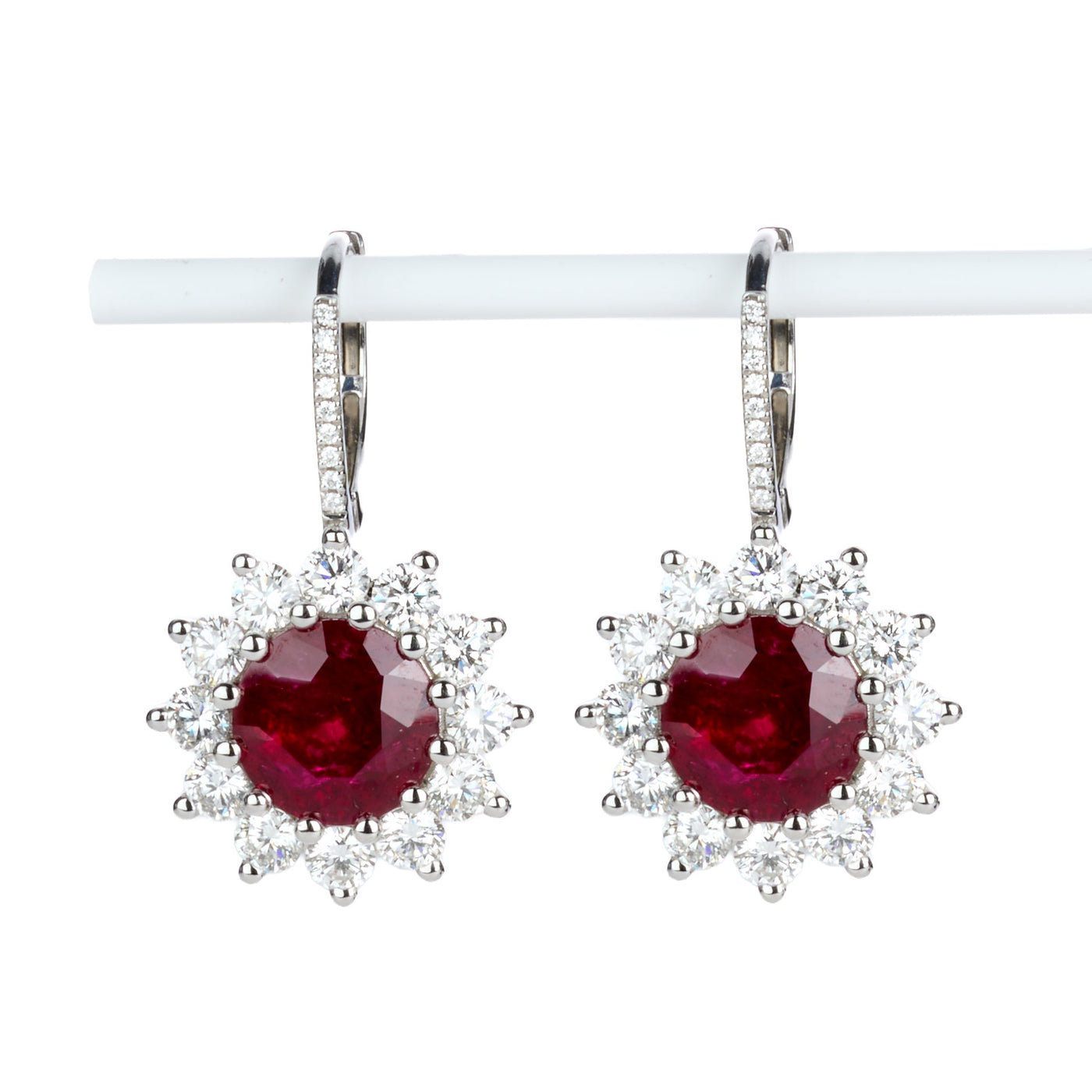 Ruby & Diamond Drop Earrings