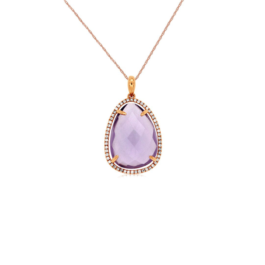 Amethyst & Diamond Pendant Necklace