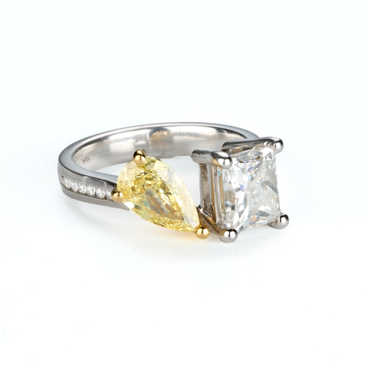 Yellow Diamond & White Diamond Two-Stone Ring