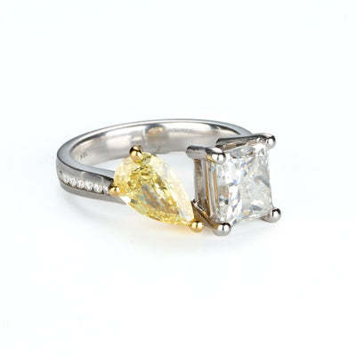 Yellow Diamond & White Diamond Two-Stone Ring