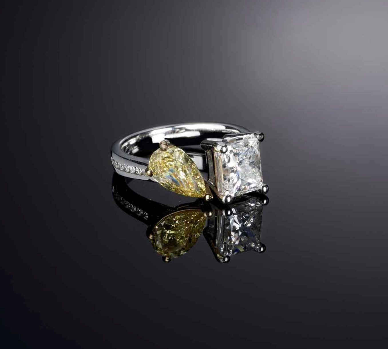 Yellow Diamond & White Diamond Two-Stone Ring