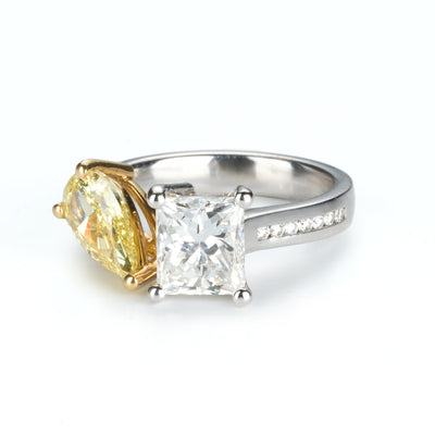 Yellow Diamond & White Diamond Two-Stone Ring