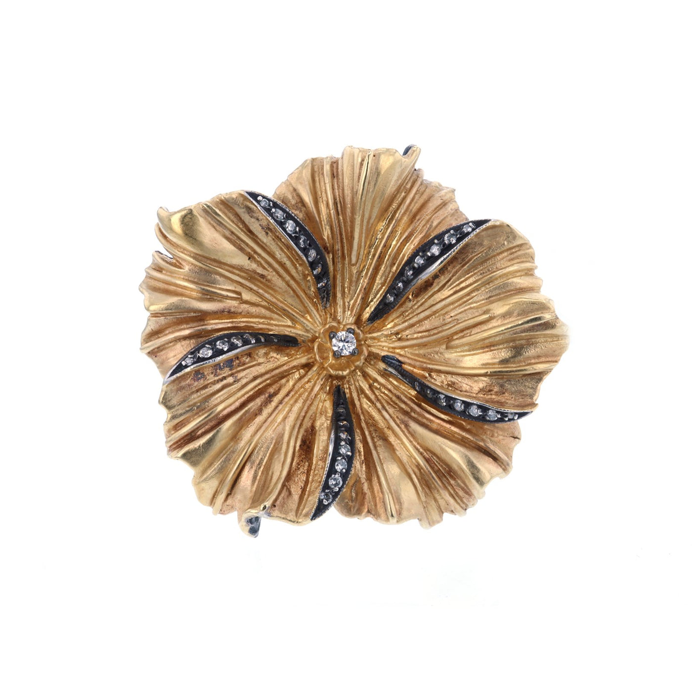 Silver & Gold Large Flower Ring