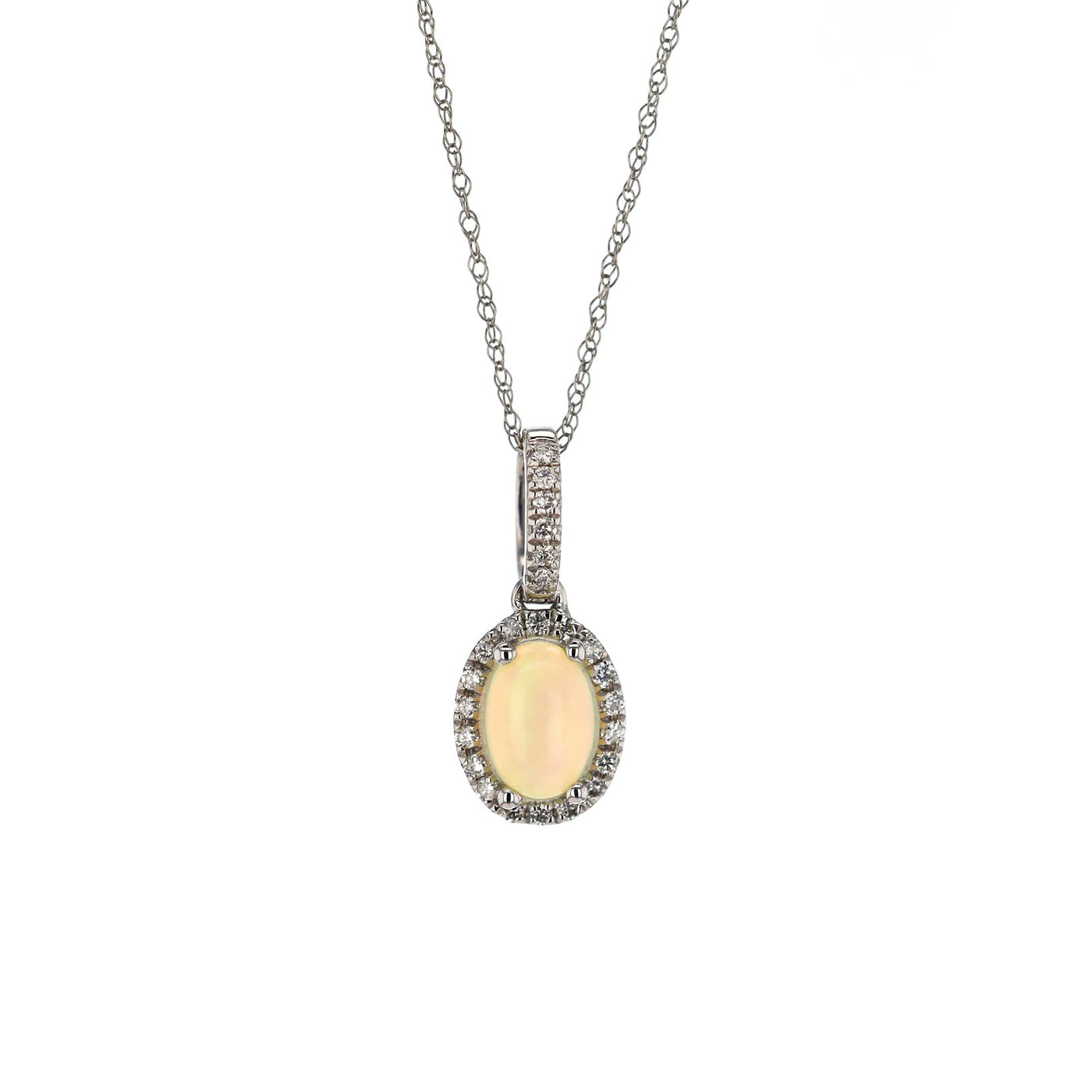 Opal & Diamond Pendant Necklace