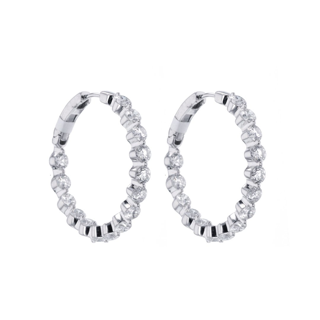 4.15 ctw Diamond Inside-Out 1.25" Hoop Earrings