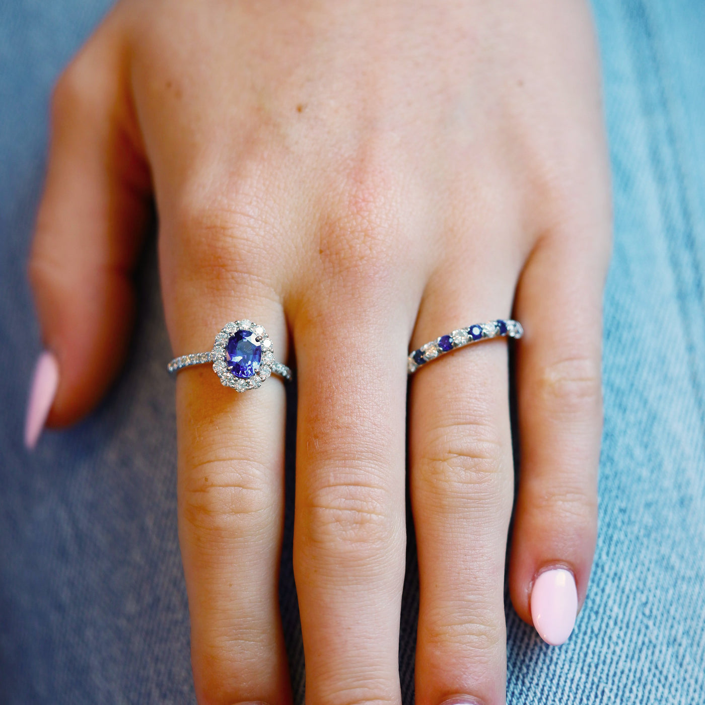 Blue Sapphire & Diamond Ring