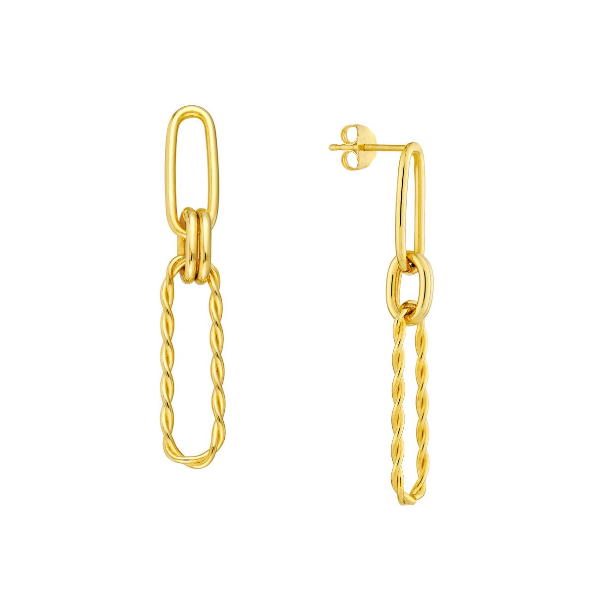 Oval Dangle Twist Link Earrings