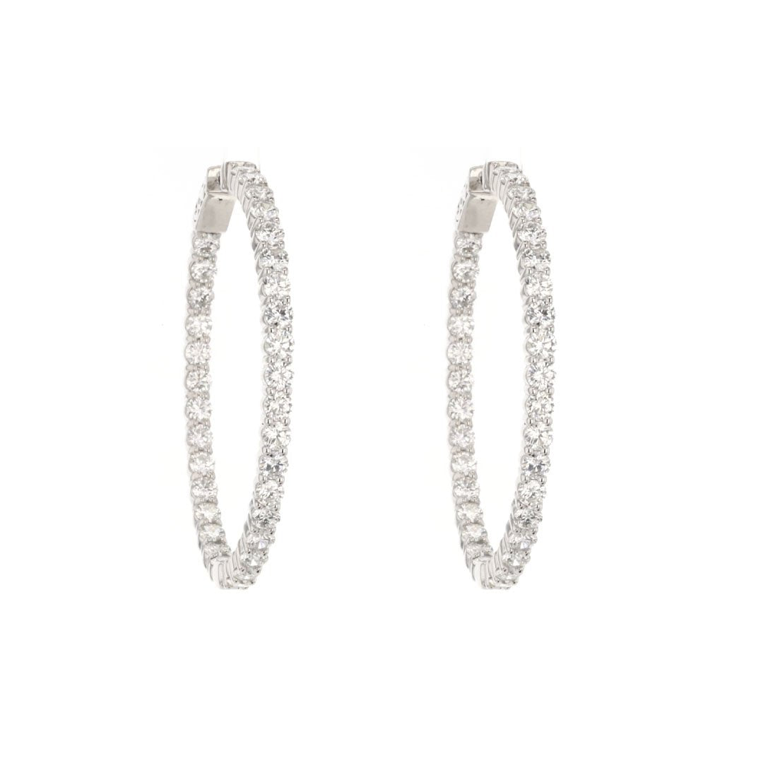 7.05 ctw Diamond 1.75" Inside-Out Hoop Earrings