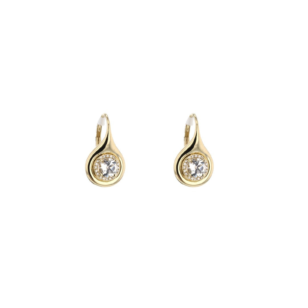 White Topaz & Diamond Drop Earrings