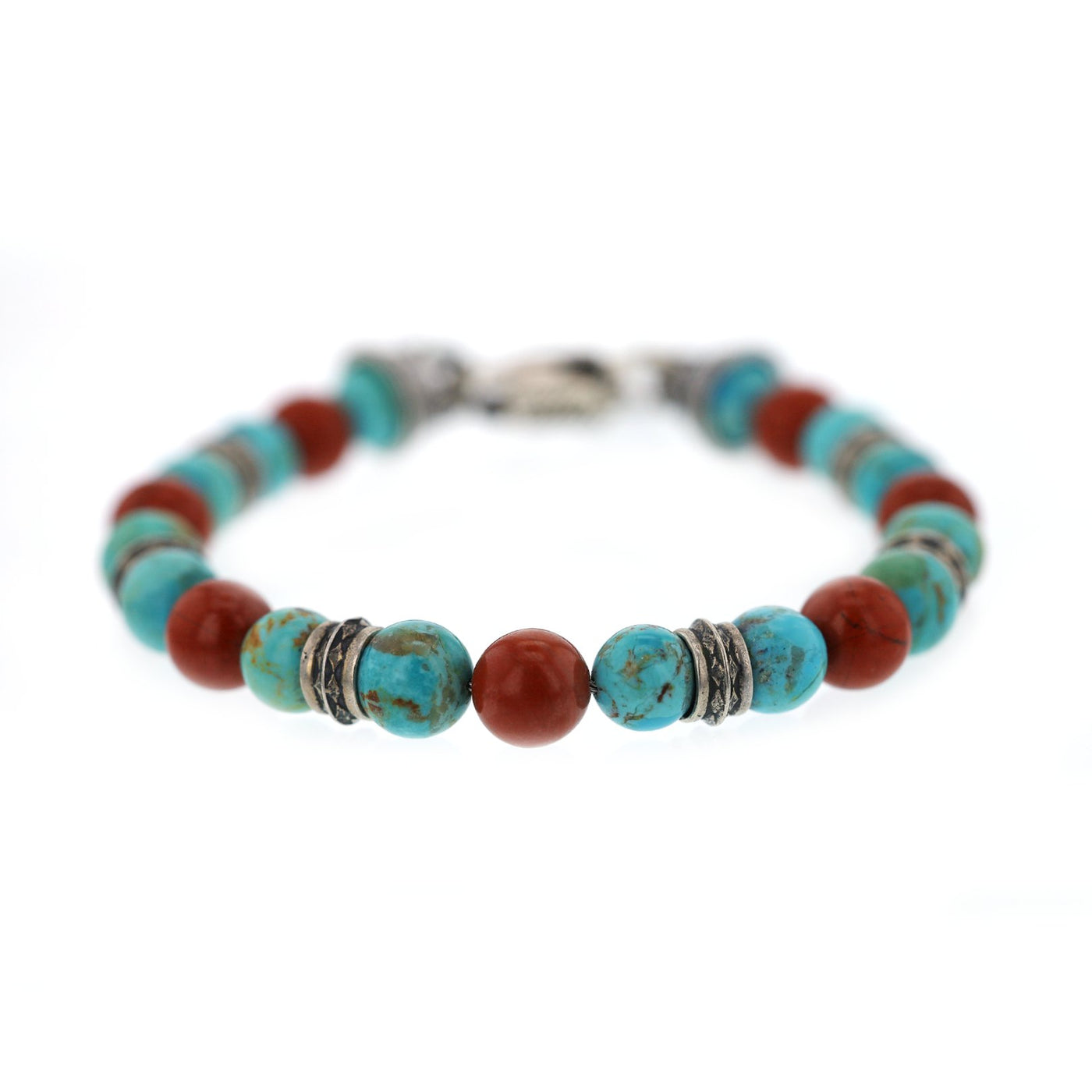 Kingman Turquoise & Red Jasper Bead Bracelet