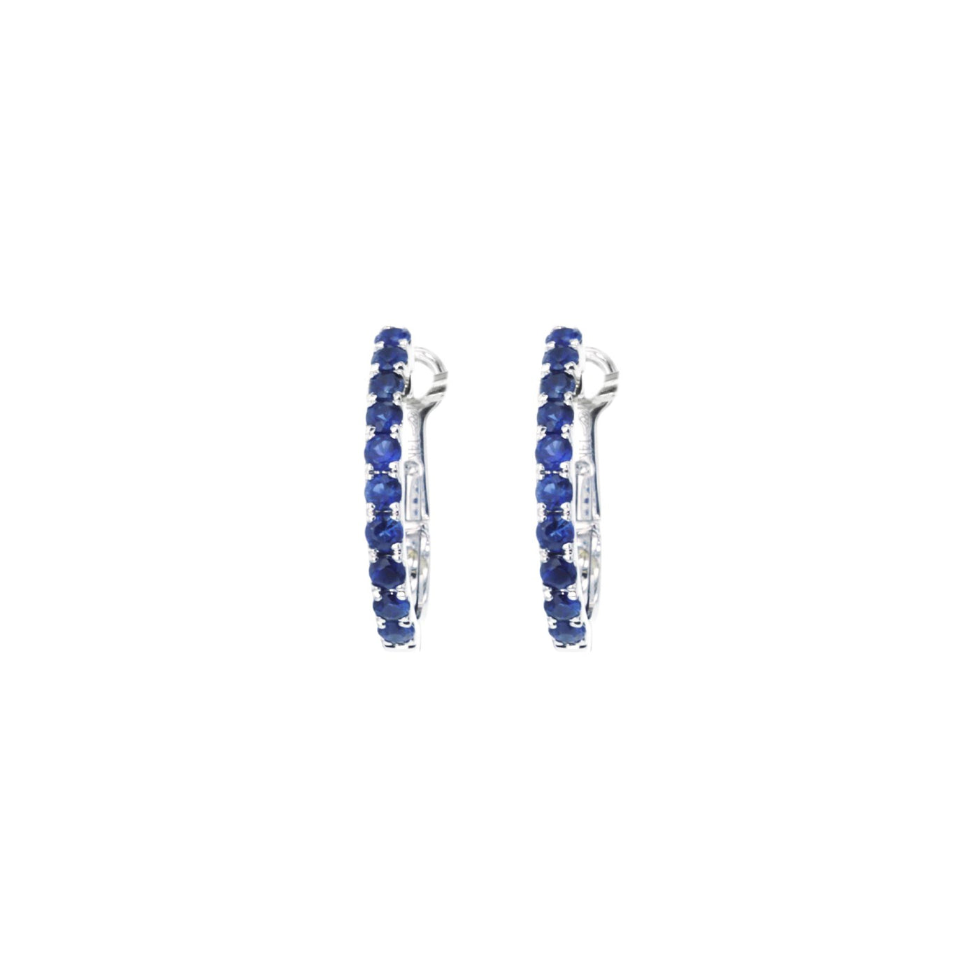 Blue Sapphire Oval Hoop Earrings