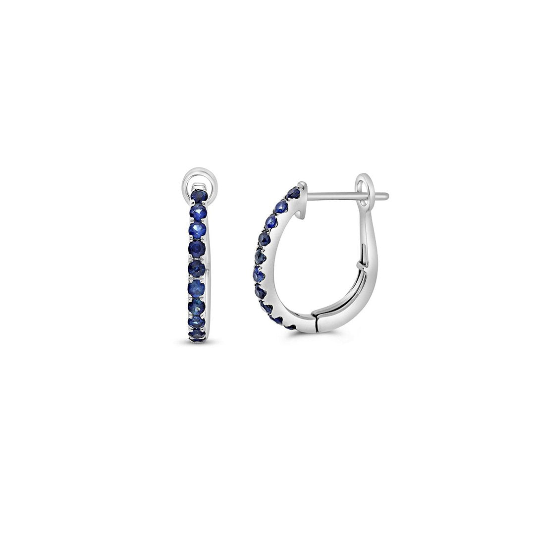 Blue Sapphire Oval Hoop Earrings