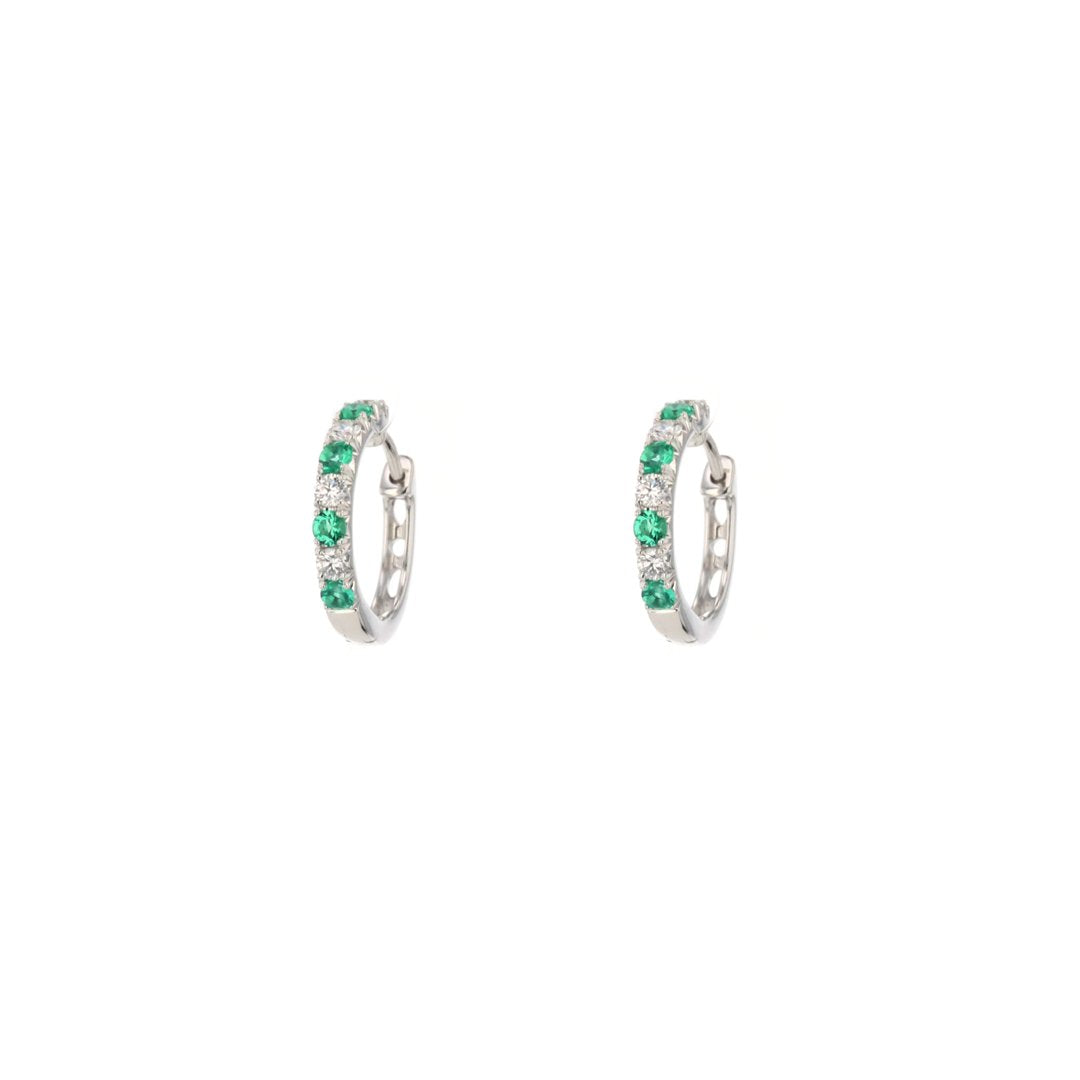 Emerald & Diamond Huggie Earrings