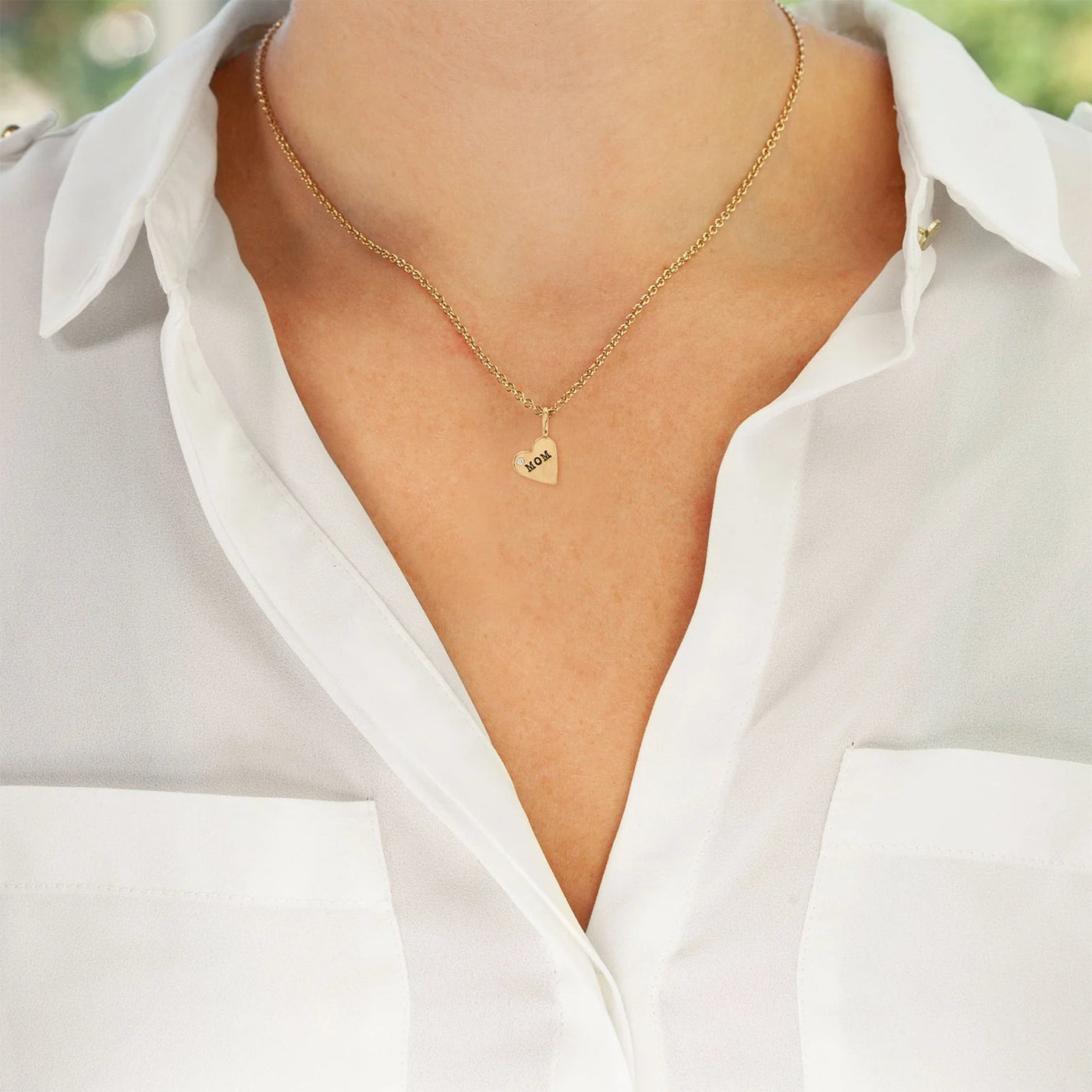 Diamond Heart "Mom" Pendant