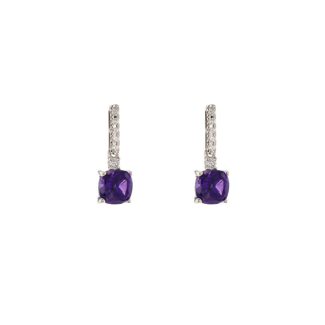 Amethyst & Diamond Drop Earrings