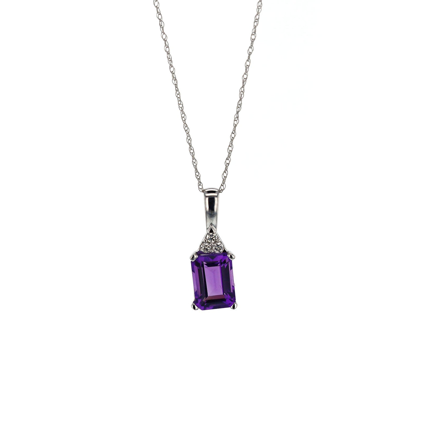 Amethyst & Diamond Pendant Necklace