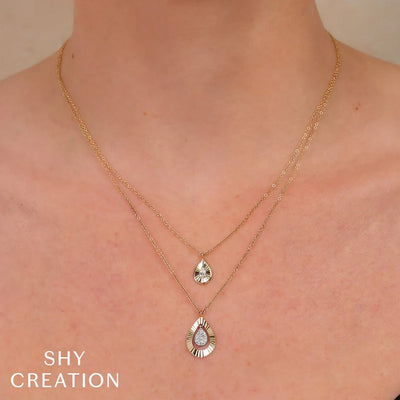 15+3" 0.15 ct Diamond Geo Cut Pear Necklace