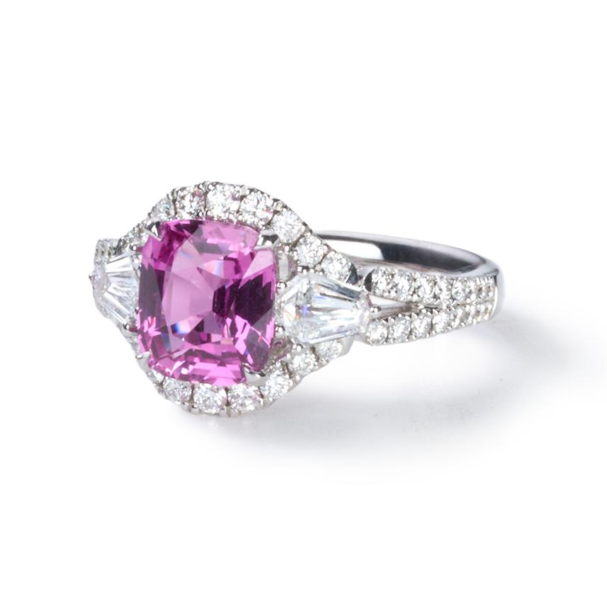 Pink Sapphire & Diamond Ring