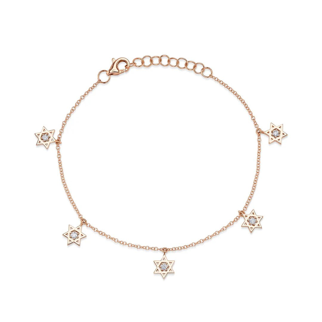 0.11 ctw Diamond Star of David Charm Bracelet