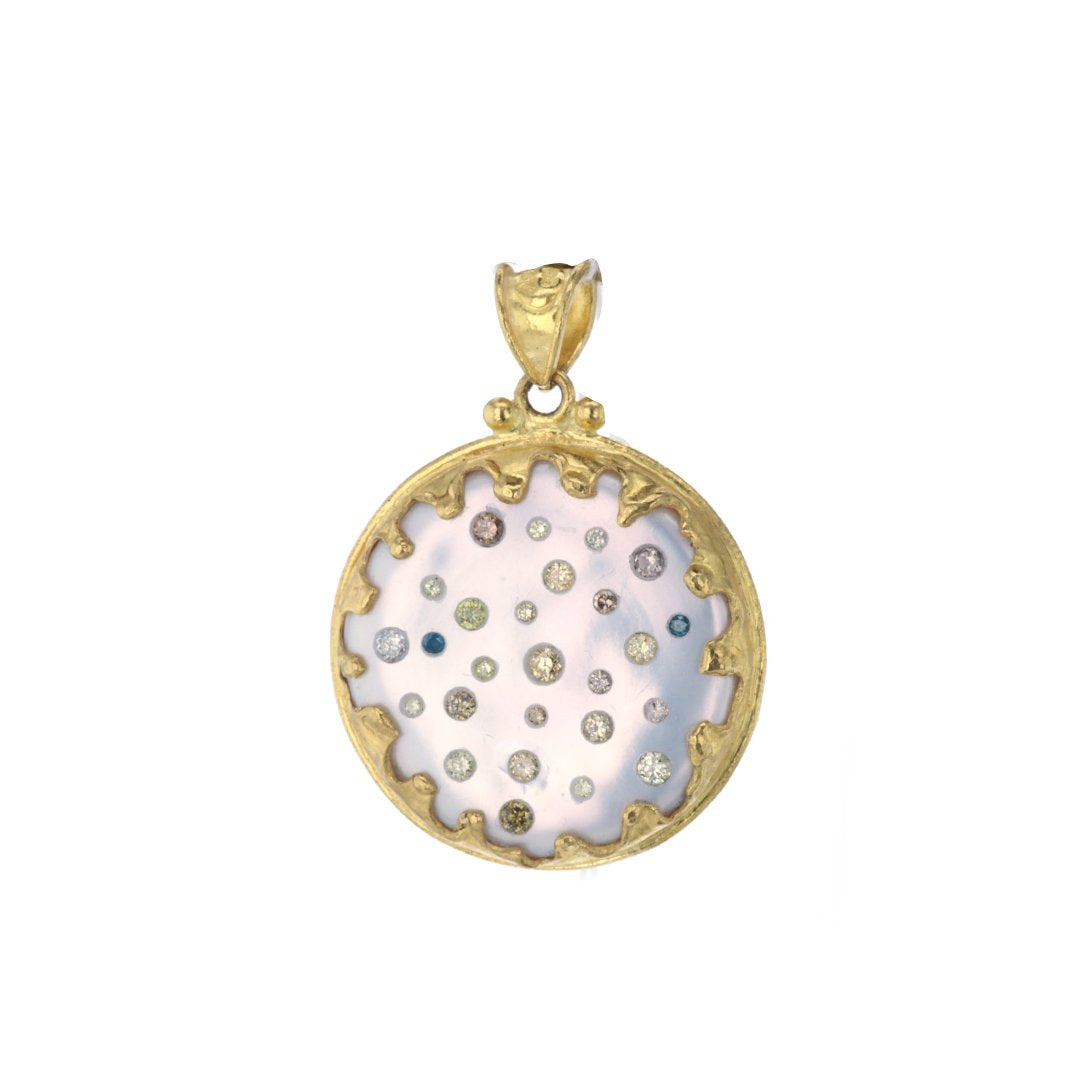 24K Multi-color Diamond Mother of Pearl Pendant
