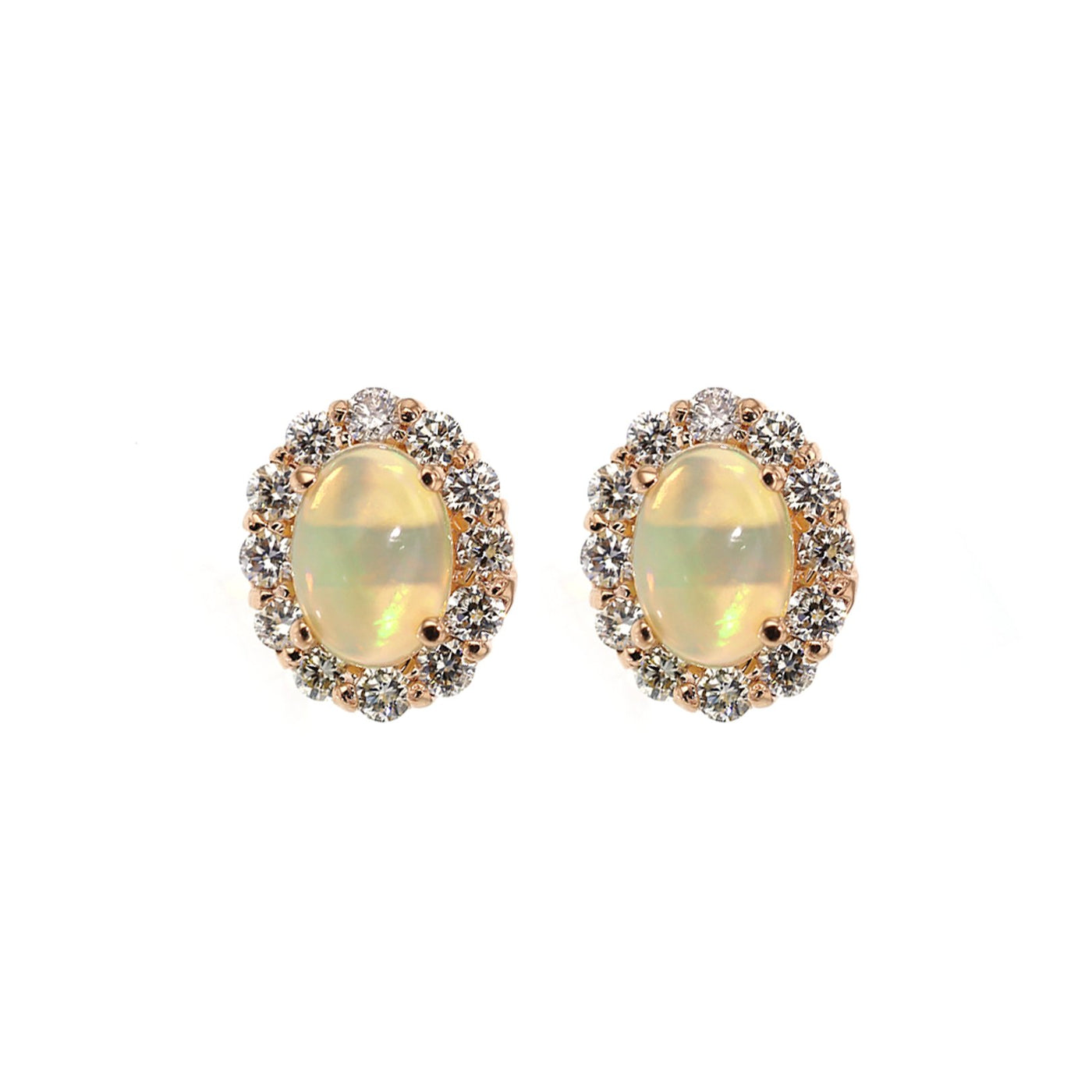 Opal & Diamond Halo Earrings