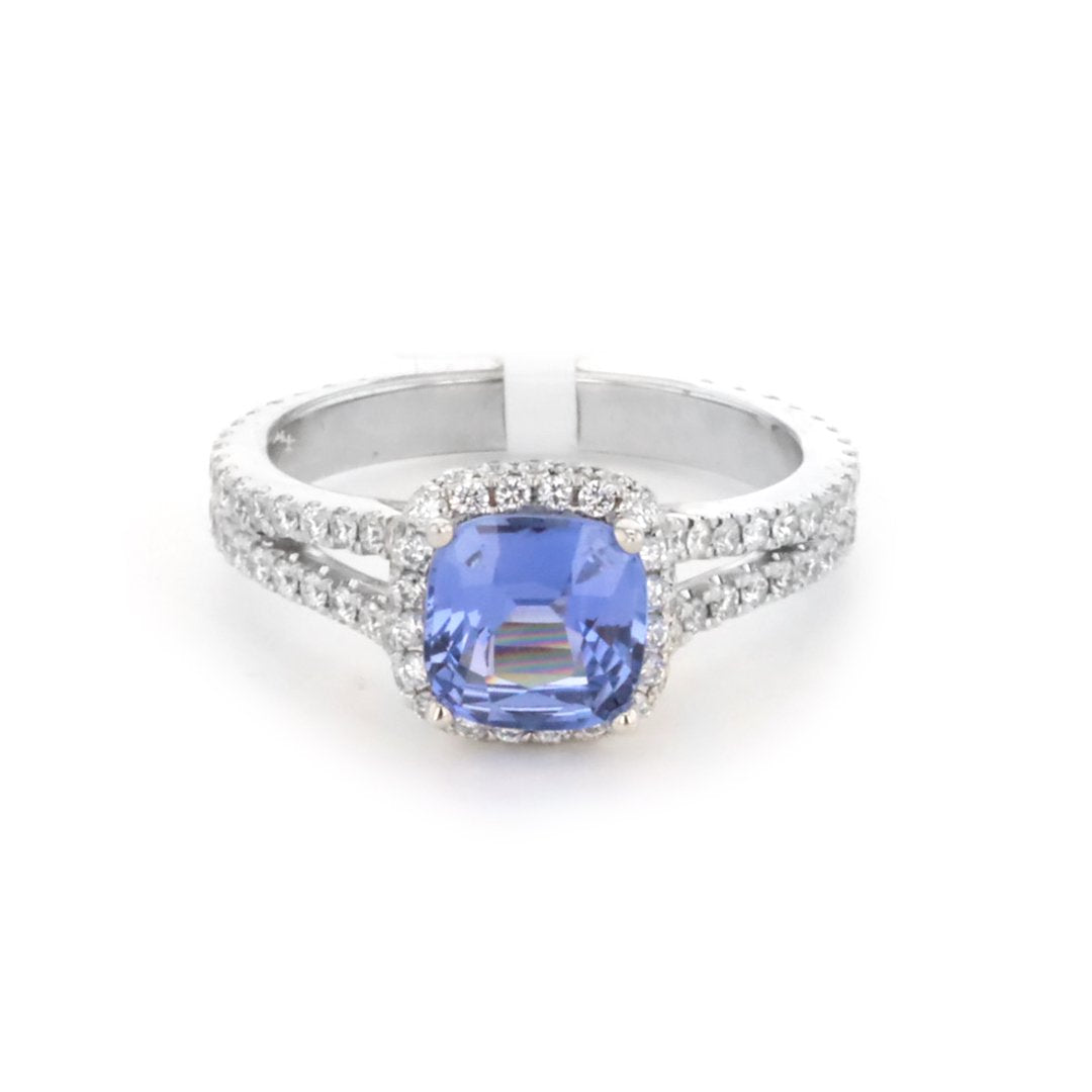 Blue Sapphire & Diamond Ring