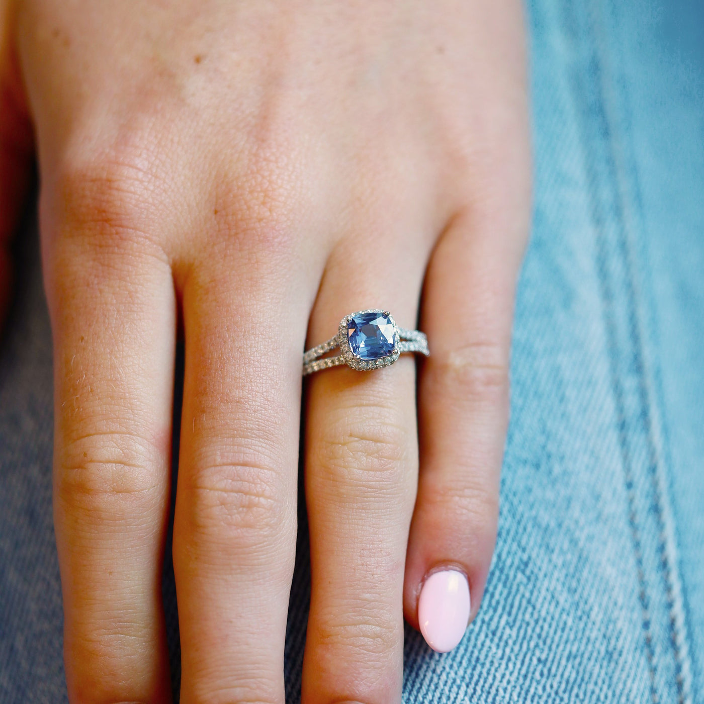 Blue Sapphire & Diamond Ring