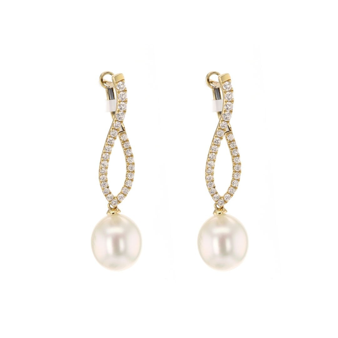 Pearl & Diamond Drop Earrings