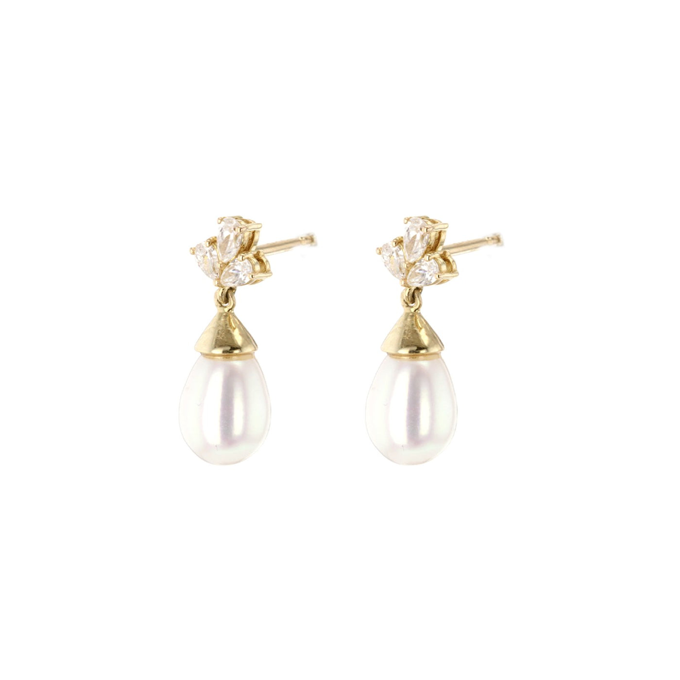 Pearl & Diamond Drop Earrings