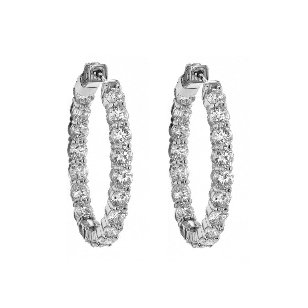 7.65 ctw Diamond 1.5" Oval Inside-Out Hoop Earrings