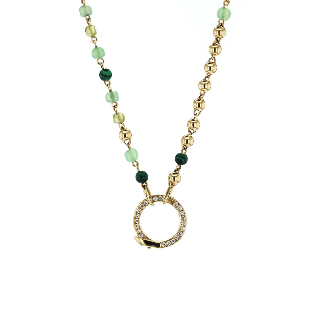 Diamond, Chrysoprase, Malachite and Peridot Bubble Necklace