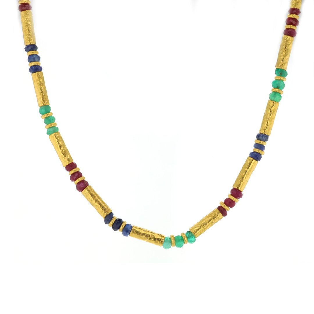 17" Ruby, Sapphire & Emerald Necklace