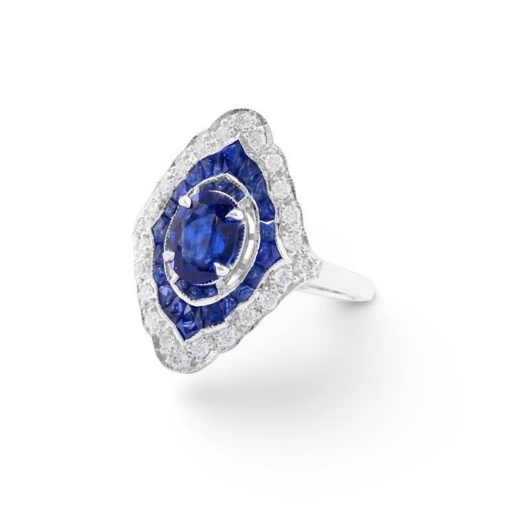 Blue Sapphire & Diamond Ring