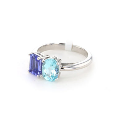 Two Stone Tanzanite & Blue Topaz Ring