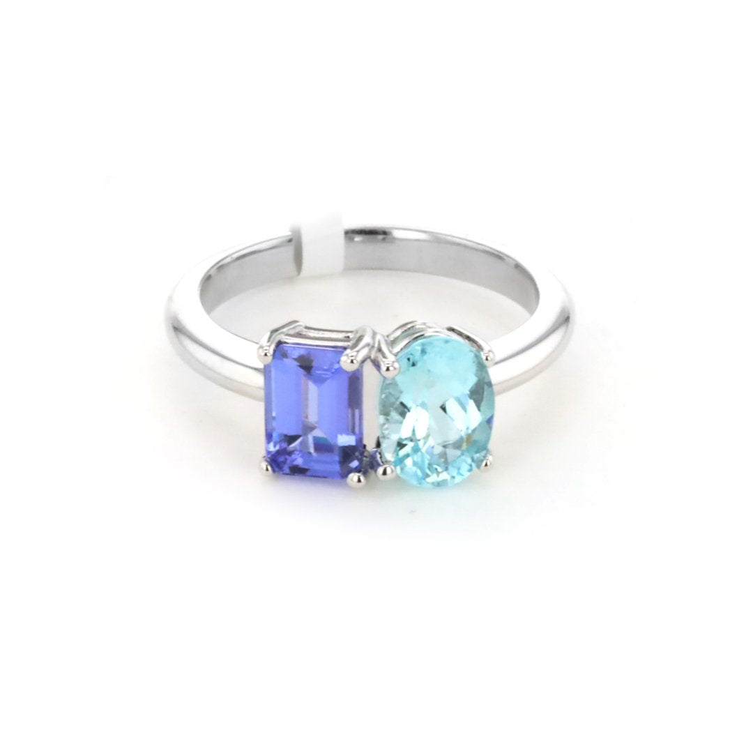 Two Stone Tanzanite & Blue Topaz Ring
