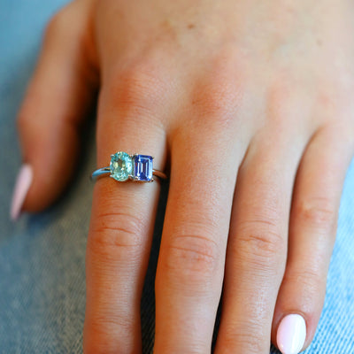 Two Stone Tanzanite & Blue Topaz Ring