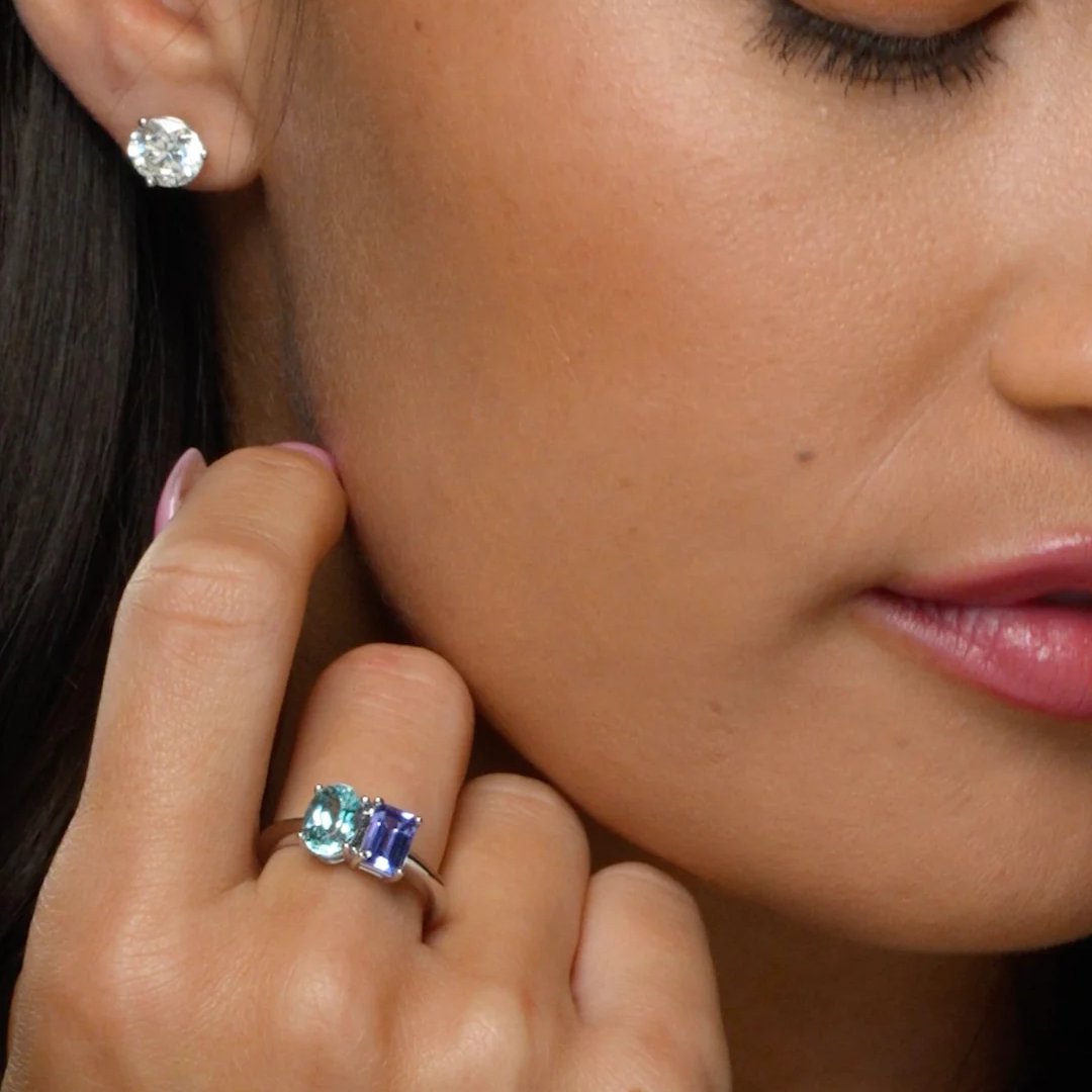 Two Stone Tanzanite & Blue Topaz Ring
