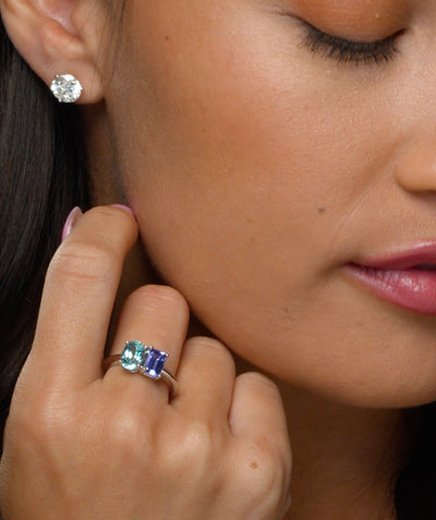 Two Stone Tanzanite & Blue Topaz Ring