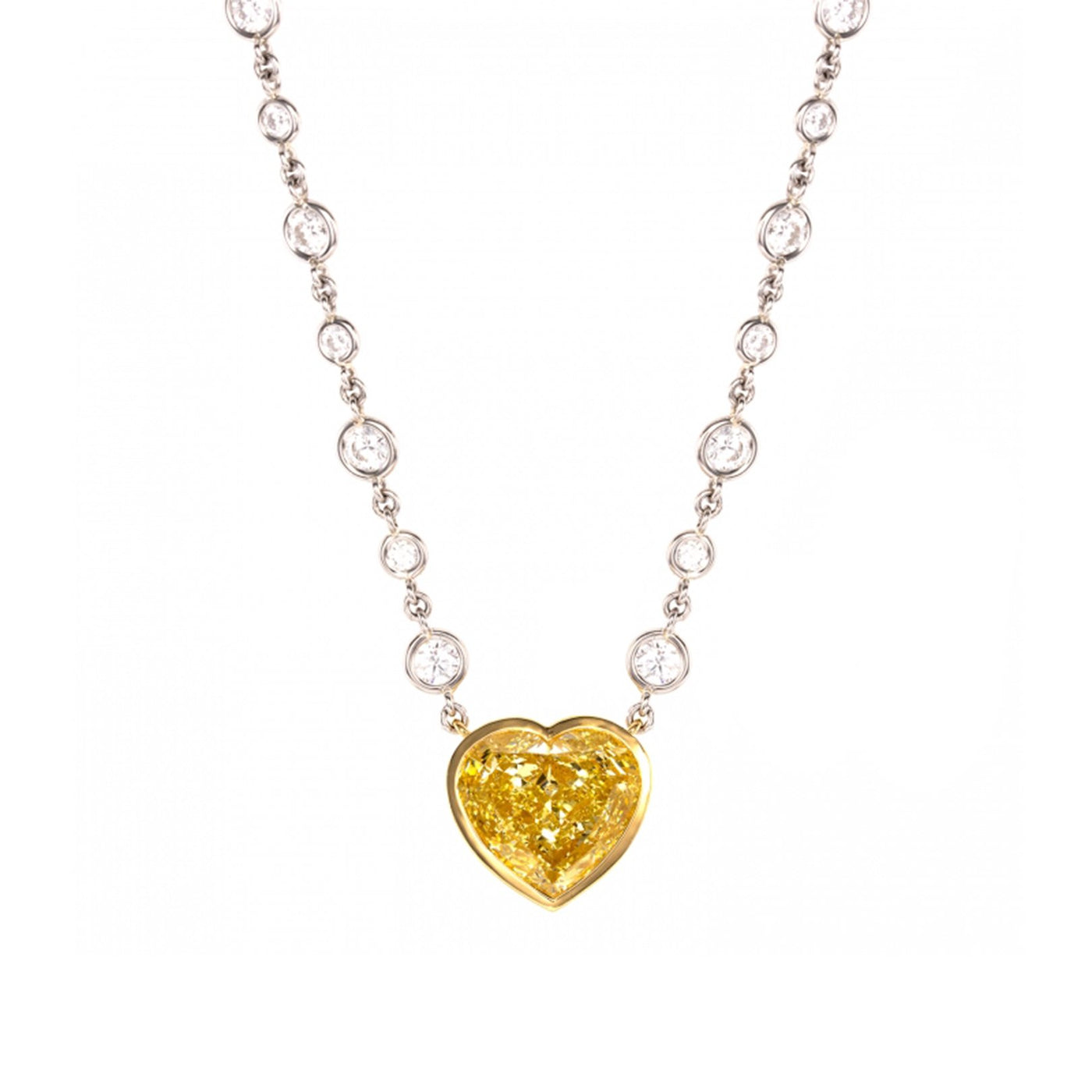 5.01 ct Yellow Diamond Heart Pendant Necklace
