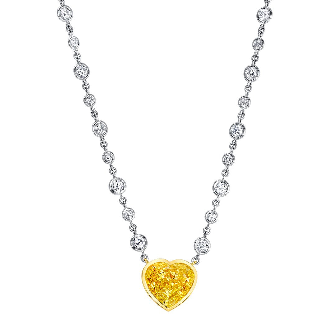 5.01 ct Yellow Diamond Heart Pendant Necklace
