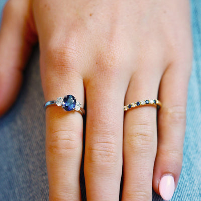 Blue Sapphire & Diamond Band