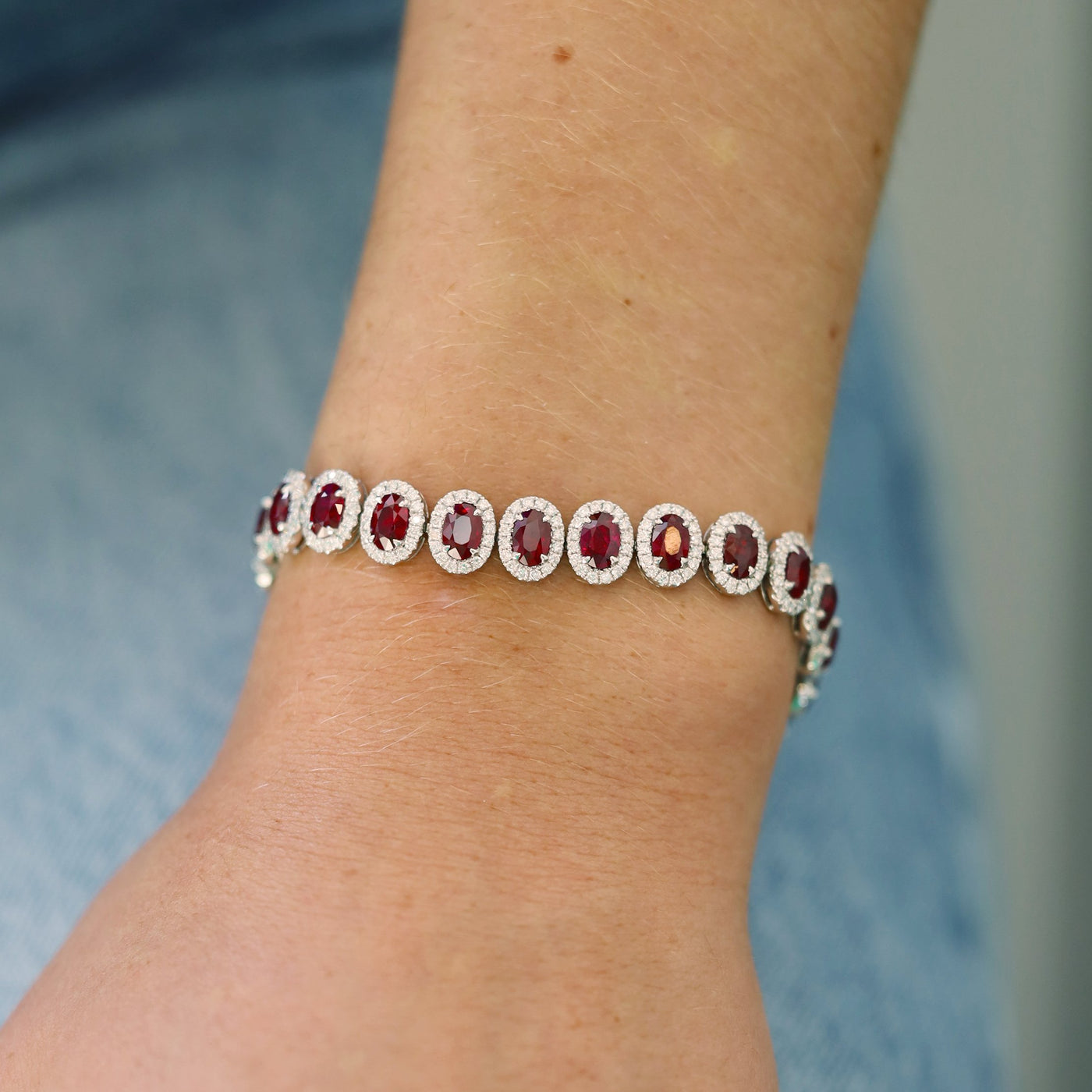 Ruby & Diamond Halo Bracelet