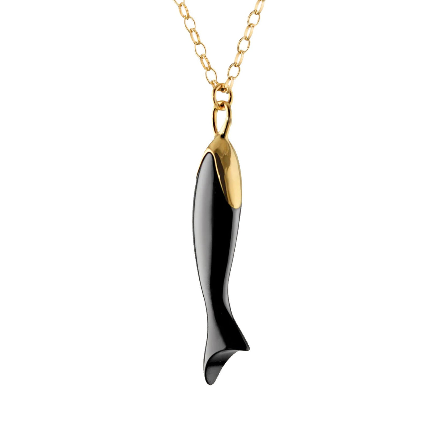 Black Ceramic Fish Charm Necklace