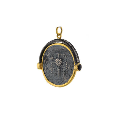 24K & Silver Rotating Warrior Coin Pendant