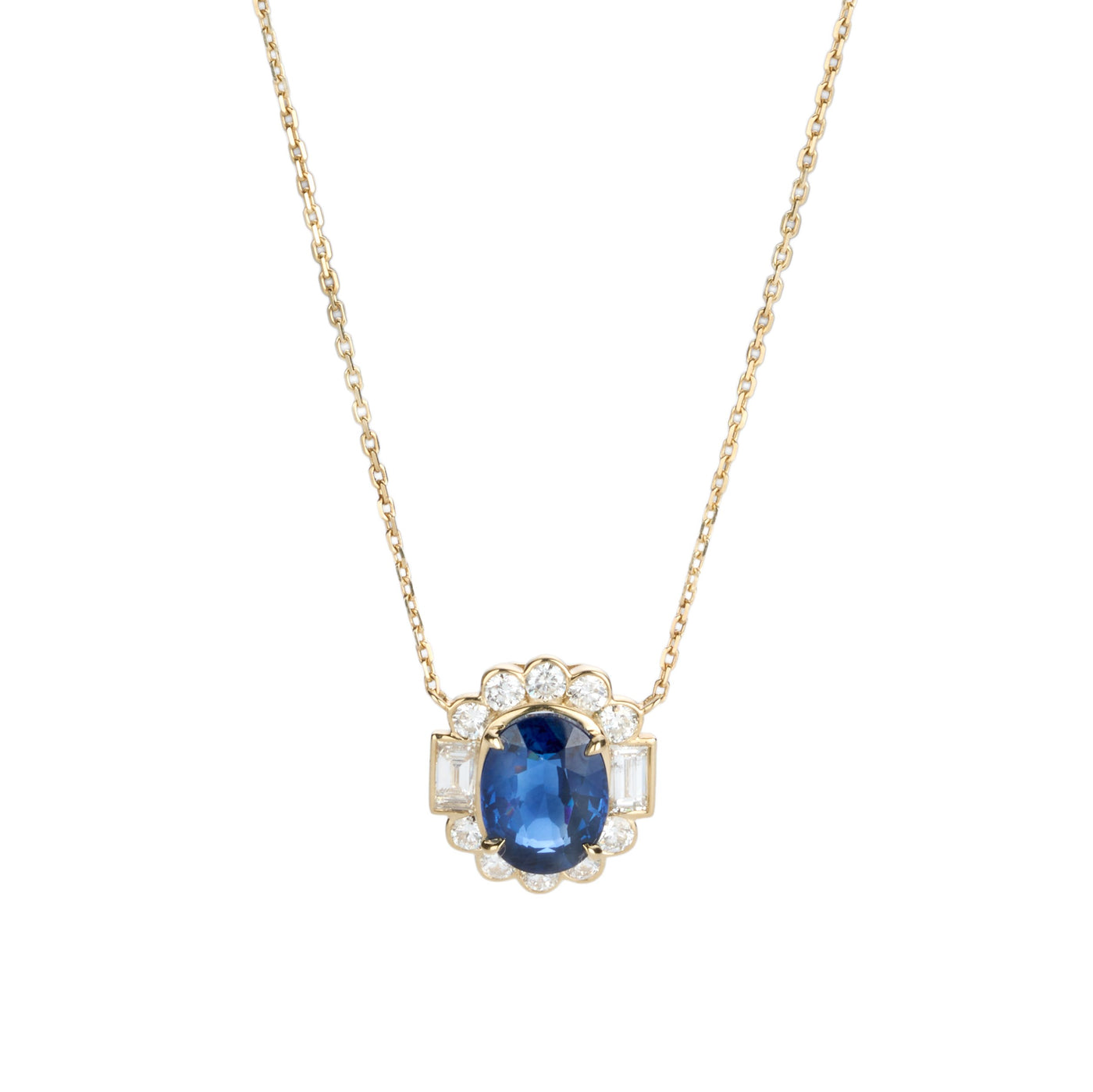 Blue Sapphire & Diamond Necklace