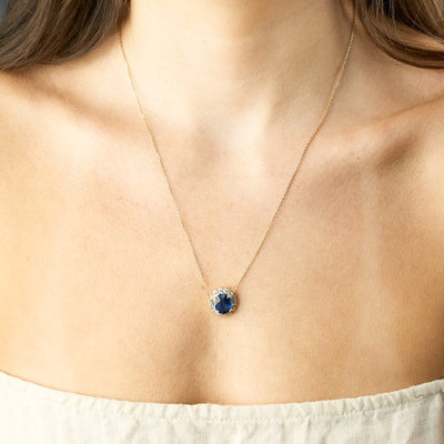 Blue Sapphire & Diamond Necklace