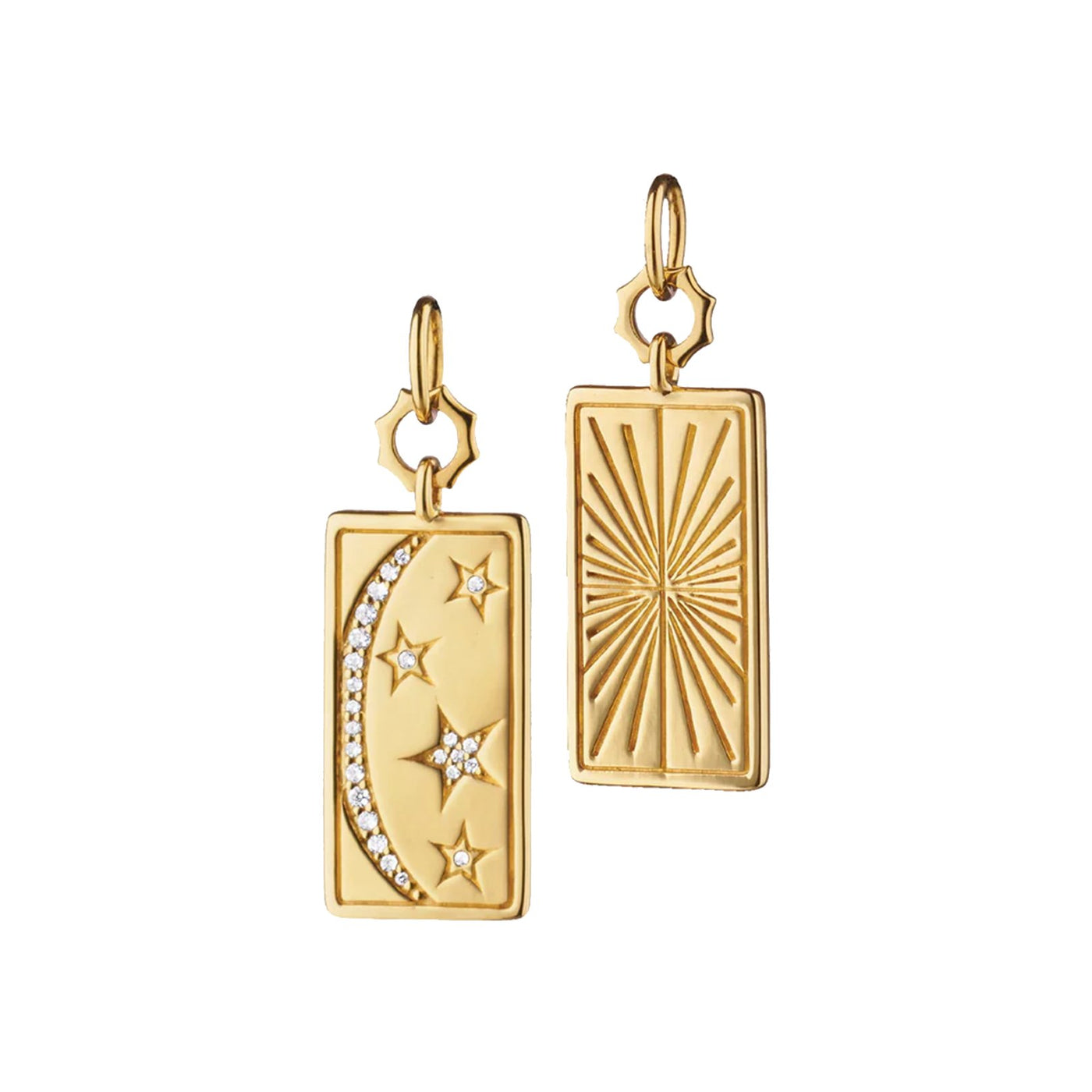 Diamond Sun, Moon & Stars Tag Charm Pendant